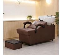 Dexinhdh Fauteuil De Lavage Barber Classic, Station De Shampoing pour Salon avec Repose-Pieds Indépendant Et Vasque en Céramique, Rembourrage en Éponge Haute Résilience pour Spas(D)