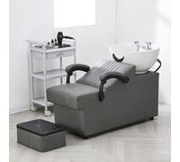 Dexinhdh Fauteuil De Lavage Barber Classic, Station De Shampoing pour Salon avec Repose-Pieds Indépendant Et Vasque en Céramique, Rembourrage en Éponge Haute Résilience pour Spas(C)
