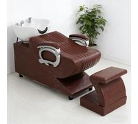 Dexinhdh Fauteuil De Lavage Barber Classic, Unité De Lavage Arrière Inclinable avec Repose-Pieds Indépendant Et Vasque en Céramique, Station De Lavage Capillaire pour Spas(A)