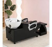 Dexinhdh Fauteuil De Lavage Barber Classic, Unité De Lavage Arrière Inclinable avec Repose-Pieds Indépendant Et Vasque en Céramique, Station De Lavage Capillaire pour Spas(D)