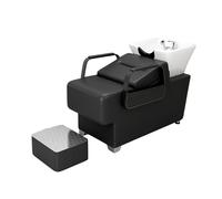 Dexinhdh Friseurstuhl Mit Rückspülfunktion, Haarwaschsalon-Shampoo-Stuhl Für Friseure, Keramik-Shampoo-Waschbecken Mit Separatem Fußhocker Für Spa, Beauty, Barbershop(F)