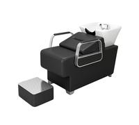 Dexinhdh Friseurstuhl Mit Rückspülfunktion, Haarwaschsalon-Shampoo-Stuhl Für Friseure, Keramik-Shampoo-Waschbecken Mit Separatem Fußhocker Für Spa, Beauty, Barbershop(I)