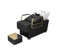 Dexinhdh Friseurstuhl Mit Rückspülfunktion, Haarwaschsalon-Shampoo-Stuhl Für Friseure, Keramik-Shampoo-Waschbecken Mit Separatem Fußhocker Für Spa, Beauty, Barbershop(C)