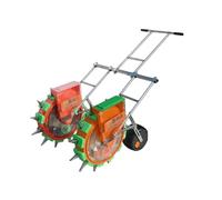 Dexinhdh Semoir Manuel À Double Roue, Semoir De Jardin À Pousser avec Bec De Canard en Acier Inoxydable Et Roues De Pression Lestées, Trémie Transparente pour Soja, Arachide(8 nozzles)