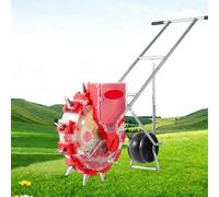 Dexinhdh Semoir Manuel, Semoir De Jardin À Rouleaux avec Roue De Recouvrement du Sol, Châssis Amortisseur, Profondeur Réglable, pour Soja, Arachide, Maïs Et Coton(5 nozzles)