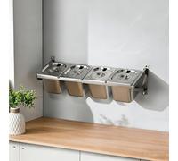 Dexinhdh Station De Garniture Pour Pizza, Distributeur De Condiments Mural Avec Couvercles, Design Triangulaire Biseauté, Distributeur De Condiments Amovible En Acier Inoxydable(4 grids-b)