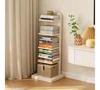 Dexinhdh Tour Bibliothèque en Bois Spine, Organiseur De Livres Vertical À 5 Niveaux avec Dispositif Anti-basculement Et Étagères Inclinées vers L'arrière, pour Le Bureau(A)