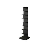 Dexinhdh Tour Bibliothèque en Métal, Étagère Verticale Ouverte Et Moderne avec Base Lestée, Étagère De Rangement Étroite, Compacte Et Multi-Niveaux pour Bureau, Salon, Chambre(Black,8-Tier)