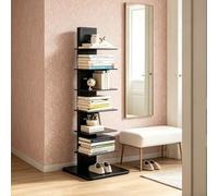 Dexinhdh Tour Bibliothèque Spine, Bibliothèque Verticale Ouverte Et Moderne avec Socle, Étagères Réglables, Présentoir Multi-Niveaux en Fer Forgé pour Salon, Bureau(Black,7-Tier)