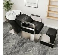 Dexinhdh Unité De Lavage pour Salon De Coiffure, Ensemble Comprenant Bac À Shampoing Et Fauteuil, avec Repose-Pieds Indépendant, Rembourrage en Mousse Haute Résilience pour Spa