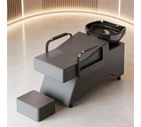 Dexinhdh Unité De Lavage pour Salon De Coiffure, Fauteuil De Lavage en Cuir PU avec Bac en Céramique, Repose-Pieds Indépendant, Structure Stable, pour Spa, Barbier(A)