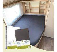 Dexitex - 1 Drap Housse Camping Car Anthracite + 1 Protège Matelas Molton en Flanelle - Lit français - Caravane Matelas - Lit Caravane - OekoTex - 100% Coton - Angle Droite (135-160cmx190-210cm)