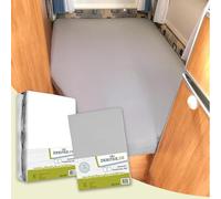 Dexitex - 1 Drap Housse Camping Car Gris Clair + 1 Protège Matelas Molton en Flanelle - Lit français - Caravane Matelas - Lit Caravane - OekoTex - 100% Coton - Angle Gauche (135-160cmx190-210cm)