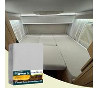 Dexitex - Drap-Housse Camping-Car 4 pièces avec Matelas intermédiaire - Parure de lit Gris pour Camping-Car - pour Matelas Camping-Car - Gris - Oeko-TEX 100% Coton - 4 pièces