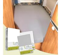 Dexitex - Ensemble - Lit français - 1 Protège Matelas Molton en Flanelle + 2 Drap Housses (1 Blanc + 1 Gris Clair pour Camping Car - Oeko Tex - 100% Coton - Angle Gauche (135-160cmx190-210cm)