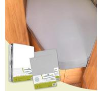 Dexitex - Ensemble - Lit français - 1 Protège Matelas Molton en Flanelle + 2 Drap Housses en Jersey Gris Clair pour Camping Car -Oeko Tex - 100% Coton - Angle Gauche (135-160cmx190-210cm)