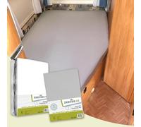 Dexitex - Lot de 2 draps-Housses pour Camping-Car - 1 Drap-Housse Gris + 1 protège-Matelas molletonné avec Coin Droit (125-155 cm x 200 cm) - Lits français - pour Matelas de Caravane - Oeko-TEX
