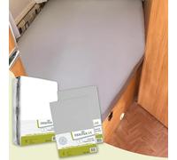 Dexitex - Lot de 3 draps-Housses pour Camping-Car - 2 draps-Housses Gris + 1 protège-Matelas Angle Droit (135-155 cm x 200 cm) - Lits français - pour lit Camping-Car - Droit - 2 Gris