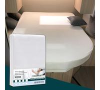 Dexitex - Protège-Matelas Imperméable - pour Tout Fait pour Camping Car - Caravane Matelas - Lit Caravane - Lit Camping Car - Oeko-Tex - 100% Coton - Blanc - (150-160cmx190-210cm)