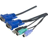 - Câble clavier / vidéo / souris (KVM) - HD-15 (VGA) (M) pour USB, PS/2, HD-15 (VGA) (M) - 3 m - vis moletées