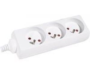 DEXLAN Multiprise 3 prises sans interrupteur blanche - 1,5 m