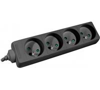 DEXLAN Multiprise 4 prises sans interrupteur noire - 1,5 m