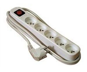 DEXLAN Multiprise 5 prises avec interrupteur blanche - 4,0 m