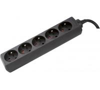 DEXLAN Multiprise 5 prises sans interrupteur noire - 4,0 m