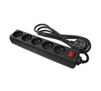 DEXLAN Multiprise de 5 prises avec interrupteur noire - 4,0 m