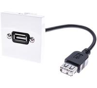Dexlan Prise murale d'alimentation USB (F) pour USB (F) Plastron 45 x 45 Câble coudé 10 cm Blanc
