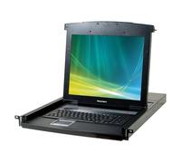 DEXLAN console LCD KVM cat5 4 ports + dongles VGA-USB 30 mètres