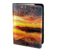 Dexnel 1 étui de passeport en forme de phare de mer avec impression coucher de soleil pour voyage, femme et homme, jolie housse de passeport de voyage