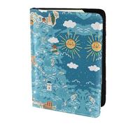 Dexnel 1 étui pour passeport de voyage pour homme et femme, motif carte de la Grèce