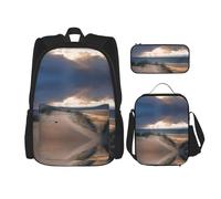 DEXNEL Beach Dunes Lot de 3 sacs à dos d'école assortis avec boîte à déjeuner pour application de l'univers, Noir , Taille unique, Ensemble cartable