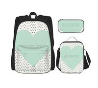 DEXNEL Beau sac à dos en forme de cœur avec boîte à déjeuner, lot de 3 sacs à dos d'école, combinaison assortie pour application de l'univers, Noir , Taille unique, Ensemble cartable
