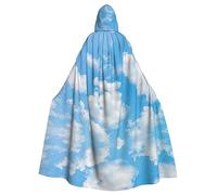 DEXNEL Cape à capuche longue pour Halloween, carnaval, cosplay, bleu ciel et nuage blanc
