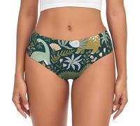 DEXNEL Culotte sans couture pour femme Dinosaure mignonne Culotte invisible Sous-vêtements confortables au quotidien Doux respirant pour femme, Noir , L