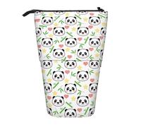 DEXNEL Joli porte-crayons en bambou avec motif panda et étoile sur pied, pochette télescopique, boîte à papeterie pour étudiants, filles, garçons, Noir , Taille unique, Organiseur de sac