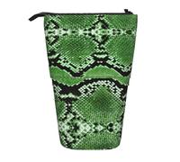 DEXNEL Joli pot à crayons sur pied en peau de serpent verte, pochette télescopique, boîte à papeterie pour étudiants, filles, garçons, Noir , Taille unique, Organiseur de sac