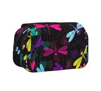 DEXNEL Jolie trousse à crayons avec impression libellule pour crayons, boîte de rangement pratique pour stylos aquarelle ou marqueurs, Noir , Taille unique, Organiseur de sac