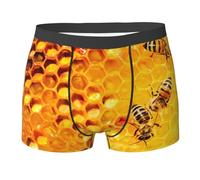 DEXNEL Lot de 1 caleçon boxeur doux et respirant pour homme, abeille sur nid d'abeille, Noir , XL