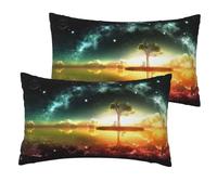 DEXNEL Lot de 2 taies d'oreiller en imitation lin avec impression ciel d'anime, doux et durable, 30,5 x 50,8 cm pour canapé-lit