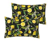 DEXNEL Lot de 2 taies d'oreiller en imitation lin avec impression jaune citron simple 30,5 x 50,8 cm pour canapé-lit