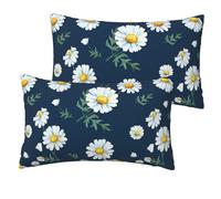 DEXNEL Lot de 2 taies d'oreiller en imitation lin avec impression marguerite simple et durable 30,5 x 50,8 cm pour canapé-lit