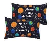 DEXNEL Lot de 2 taies d'oreiller en imitation lin avec impression planète mignonne et simple, 30,5 x 50,8 cm pour canapé-lit