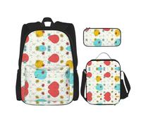 DEXNEL Lot de 3 sacs à dos à motif mignon avec boîte à déjeuner assortis pour application de l'univers, Noir , Taille unique, Ensemble cartable