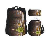 DEXNEL Lot de 3 sacs à dos pour tasse à vin avec boîte à déjeuner assortis pour application de l'univers, Noir , Taille unique, Ensemble cartable