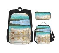 DEXNEL Magnifique sac à dos de plage avec boîte à déjeuner - Lot de 3 sacs à dos d'école assortis pour application d'univers, Noir , Taille unique, Ensemble cartable