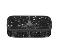 DEXNEL Night Paris Tour Eiffel Trousse à crayons portable avec fermeture éclair, grande capacité, robuste, multifonctionnelle pour enfants, Noir , Taille unique, Organiseur de sac