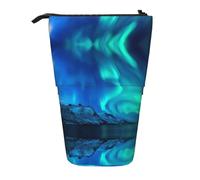 DEXNEL Northern Lights Joli pot à crayons sur pied, pochette télescopique, boîte à papeterie pour étudiants, filles, garçons, Noir , Taille unique, Organiseur de sac